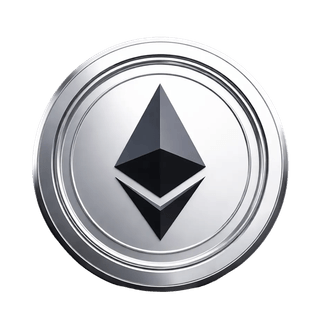 Plovoucí grafický prvek s ikonou mince Ethereum (ETH)